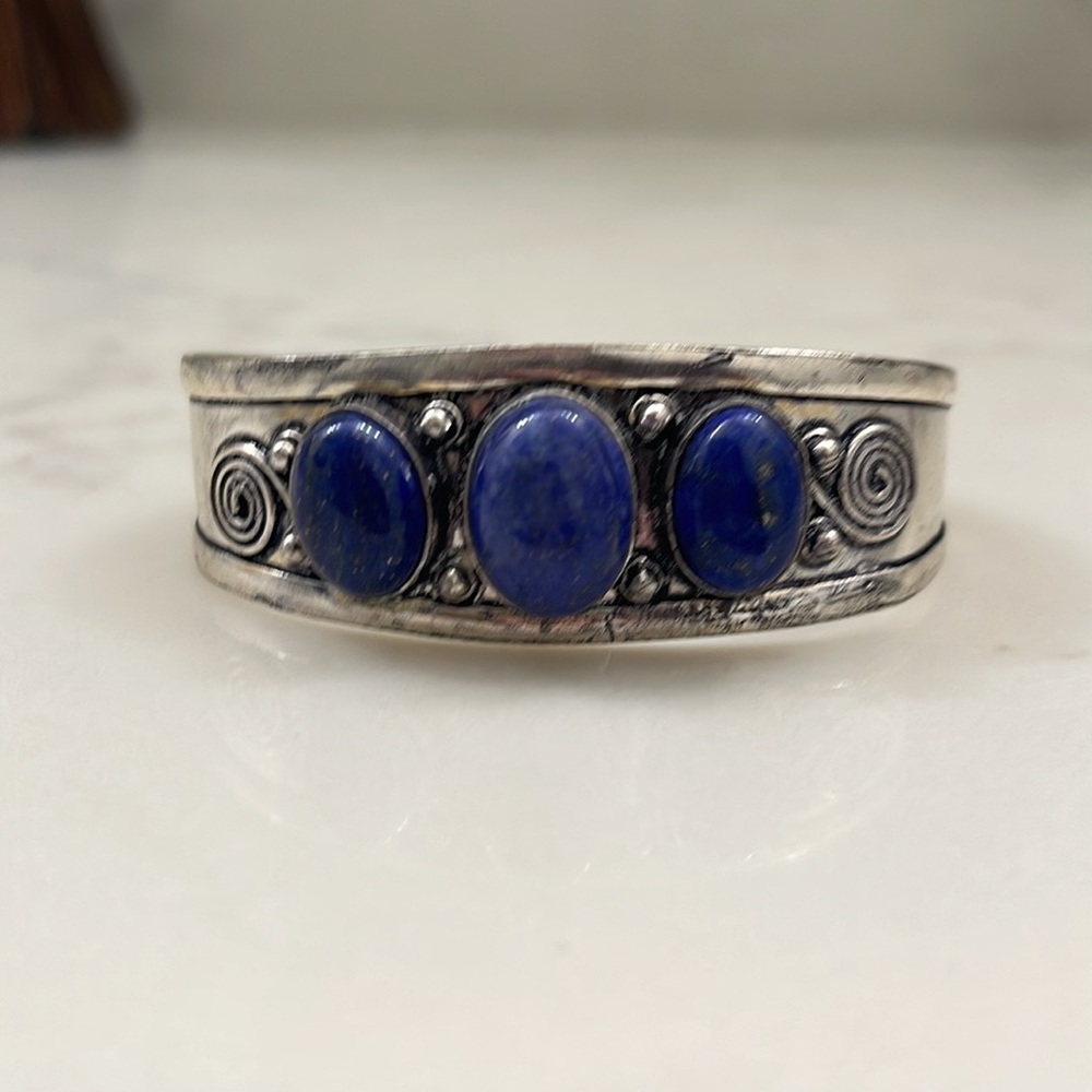 Handmade 925 Silver Gemstone Adjustable Bangle